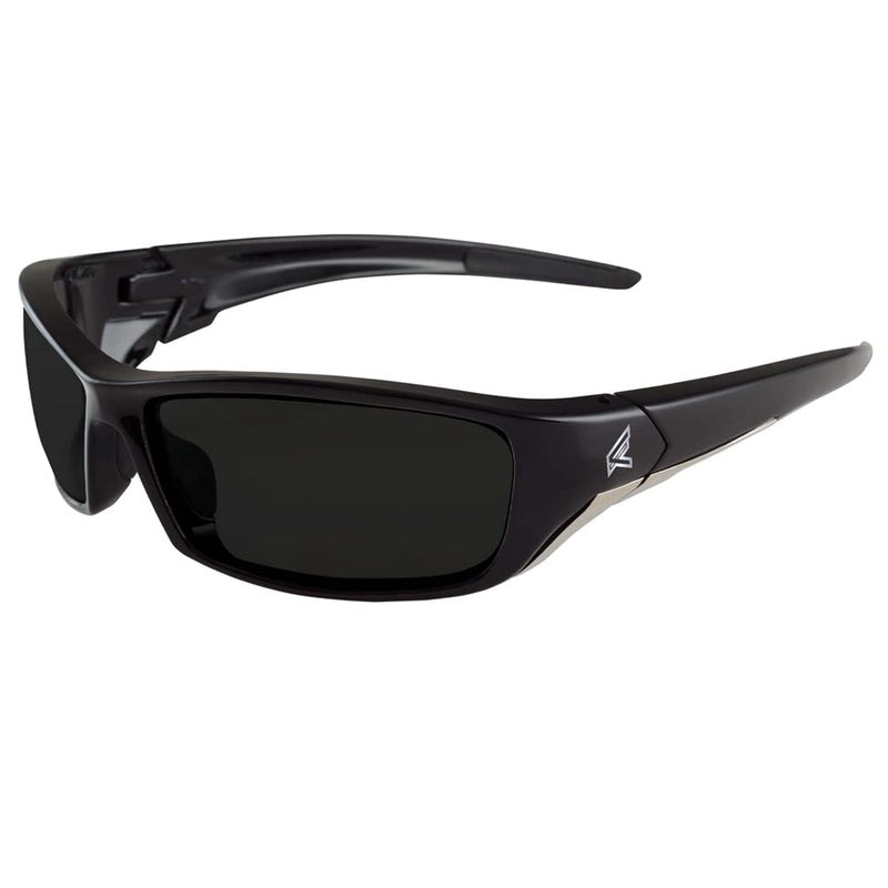 Edge SR116 Reclus Wrap-Around Safety Glasses, Anti-Scratch, Non-Slip, UV 400, Military Grade, ANSI/ISEA & MCEPS Compliant, 5.04" Wide, Black Frame/Smoke Lens - Image 1