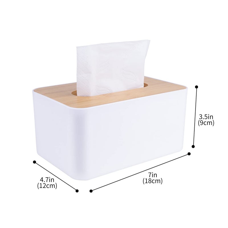 MOCHTERO Tissue Box Cover,Tissue Holders,Tissue Box Holder for Bathrooms,Bamboo Cover Plate,Home and Office,Size: 7 * 4.6 * 3.3in - Image 2