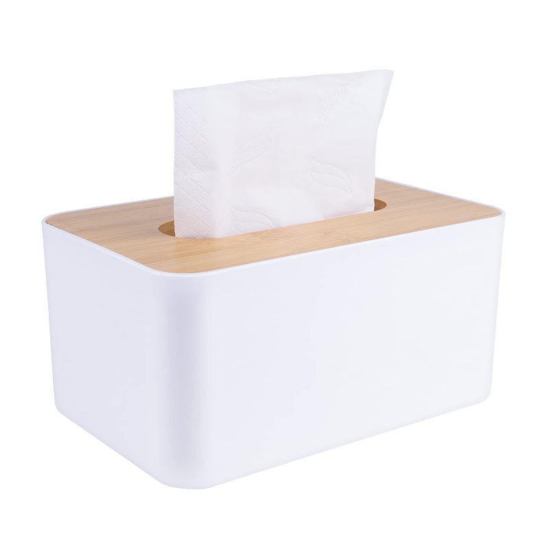 MOCHTERO Tissue Box Cover,Tissue Holders,Tissue Box Holder for Bathrooms,Bamboo Cover Plate,Home and Office,Size: 7 * 4.6 * 3.3in - Image 1
