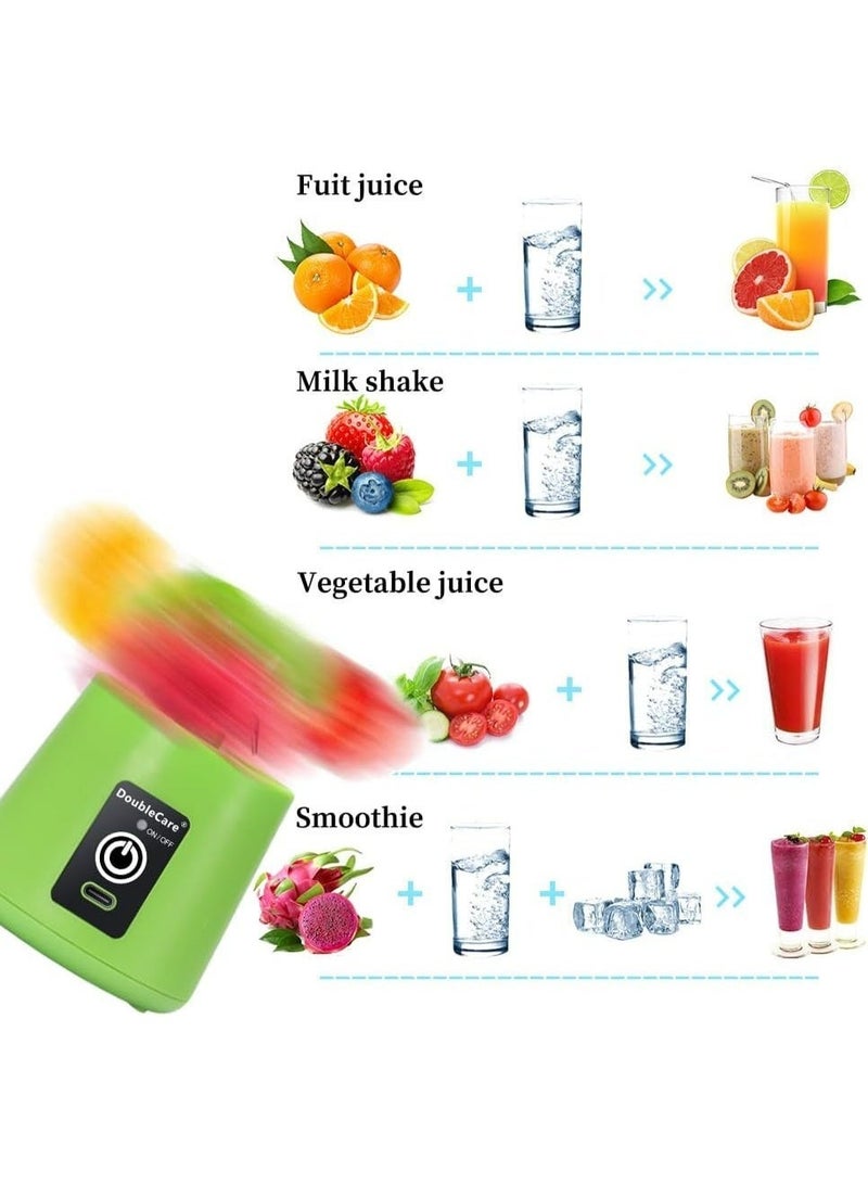 DoubleCare Portable Blender for Smoothies and Shakes, Personal Size Juicer Cup with 6 3D Blades, USB Rechargeable 380ml Mixer for Travel, Gym, Baby Food, and Office – Food Grade Material - Image 3