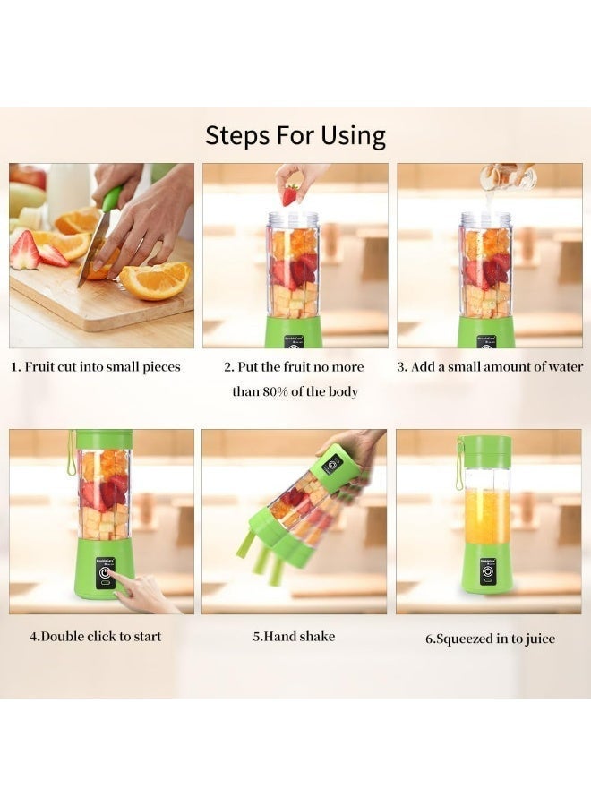 DoubleCare Portable Blender for Smoothies and Shakes, Personal Size Juicer Cup with 6 3D Blades, USB Rechargeable 380ml Mixer for Travel, Gym, Baby Food, and Office – Food Grade Material - Image 4