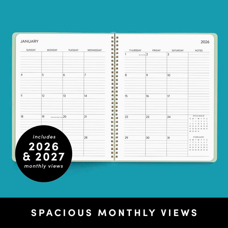 PAPERAGE 2 Year Monthly & Yearly Planner, 24 Months (January 2026 - December 2027), 8.5 in x 11 in, Spiral Bound 2026-2027 Planner with Monthly & Yearly Views, Note Pages & Trackers - Sage Green - Image 3