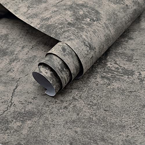 3yecao 16"×354" Extra Thick Light Grey Concrete Wallpaper Peel and Stick 3D Faux Concrete Cement Contact Paper DIY Industrial Matte Textured Vinyl Wrap Removable Wall Sticker Bedroom Basement Garage - Image 1