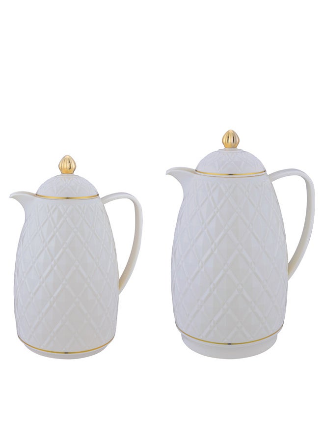 REEM - 2-Piece Tea/Coffee Flask Set 0.6L & 1L Beige/Gold - Image 1