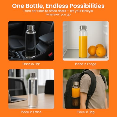 Epica glass bottles with lids 175 oz water bottles reusable glass juice bottles with lids for storing juices reusable water bottle durable ecofriendly set of 6 - Image 3