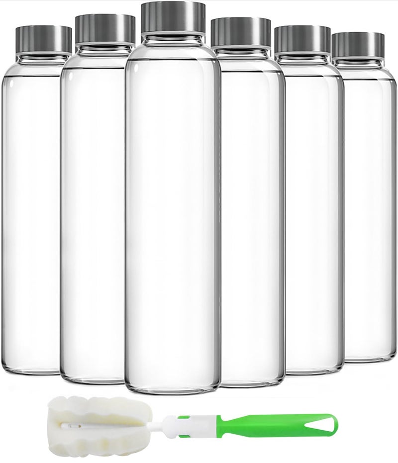 Epica glass bottles with lids 175 oz water bottles reusable glass juice bottles with lids for storing juices reusable water bottle durable ecofriendly set of 6 - Image 2
