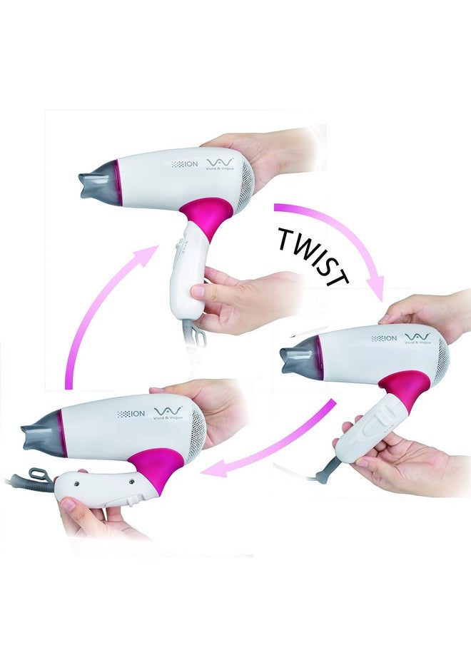 Vav 1200W Travel Hair Dryer Professional Ceramic Mini Blow Dryer For Kids With Cool Shot Buttonfolding Handle - pzsku/Z9386AAD283F0774E3258Z/45/_/1719074881/fe2bdb25-3ad8-4037-8b41-737ca926fae0