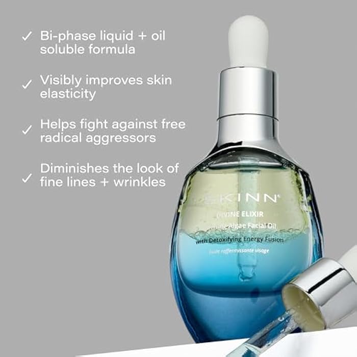 SKINN Mini Firming Algae Oil, Anti-Aging Facial Oil for Mature & Dry Skin - Lightweight Moisturizing Oil for Face Reduce Fine Lines & Wrinkles - Smooths, Firms & Revitalizes Tired & Dull Skin - Image 3