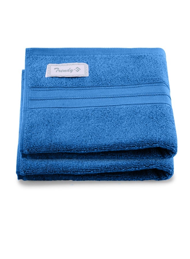 BYFT Home Trendy (Blue) Premium Cotton Hand Towel (50 X 90 Cm-Set Of 2) Highly Absorbent, High Quality Bath Linen With Striped Dobby 550 Gsm - Image 2