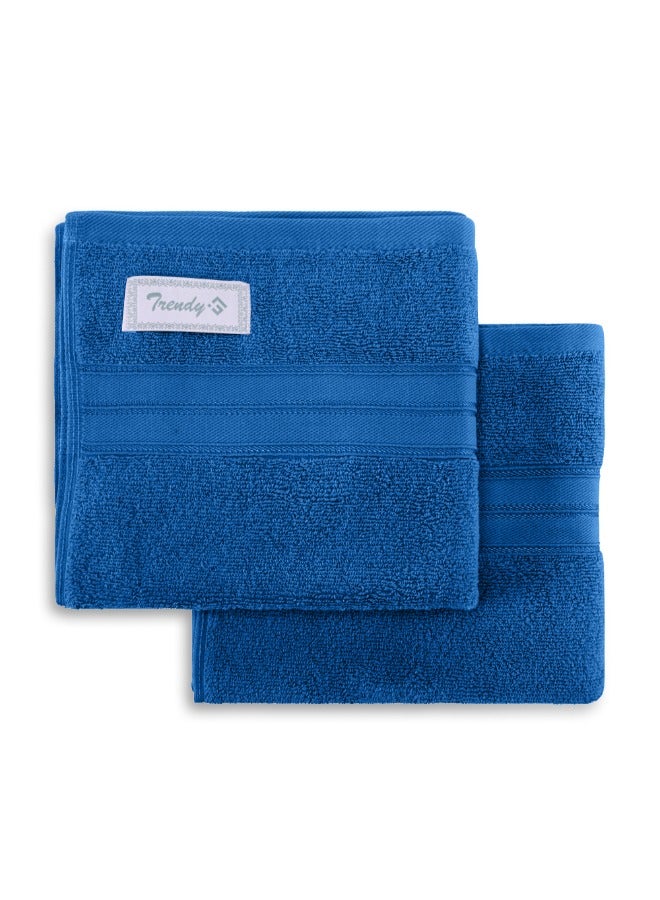 BYFT Home Trendy (Blue) Premium Cotton Hand Towel (50 X 90 Cm-Set Of 2) Highly Absorbent, High Quality Bath Linen With Striped Dobby 550 Gsm - Image 5