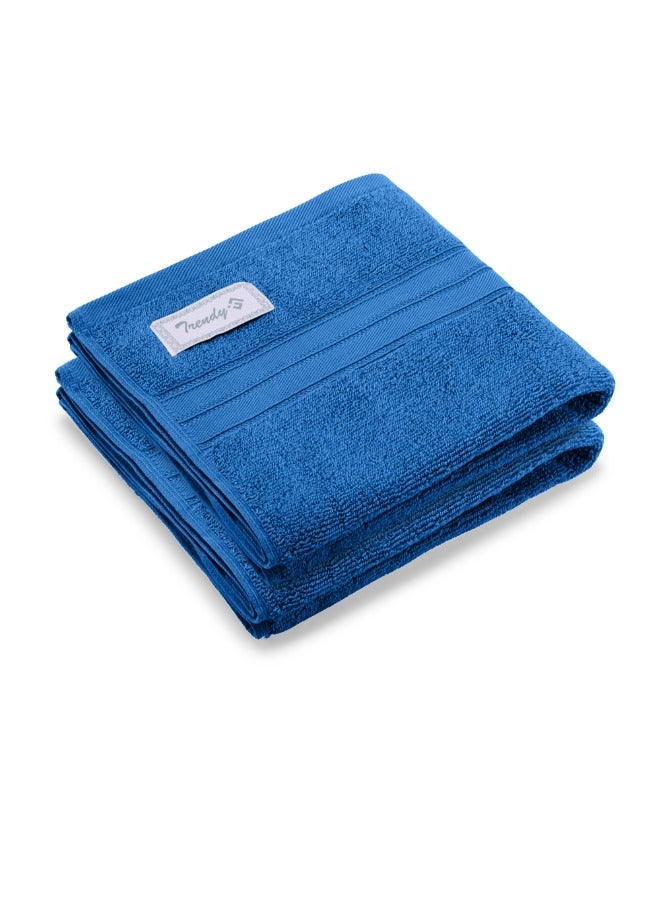 BYFT Home Trendy (Blue) Premium Cotton Hand Towel (50 X 90 Cm-Set Of 2) Highly Absorbent, High Quality Bath Linen With Striped Dobby 550 Gsm - Image 3
