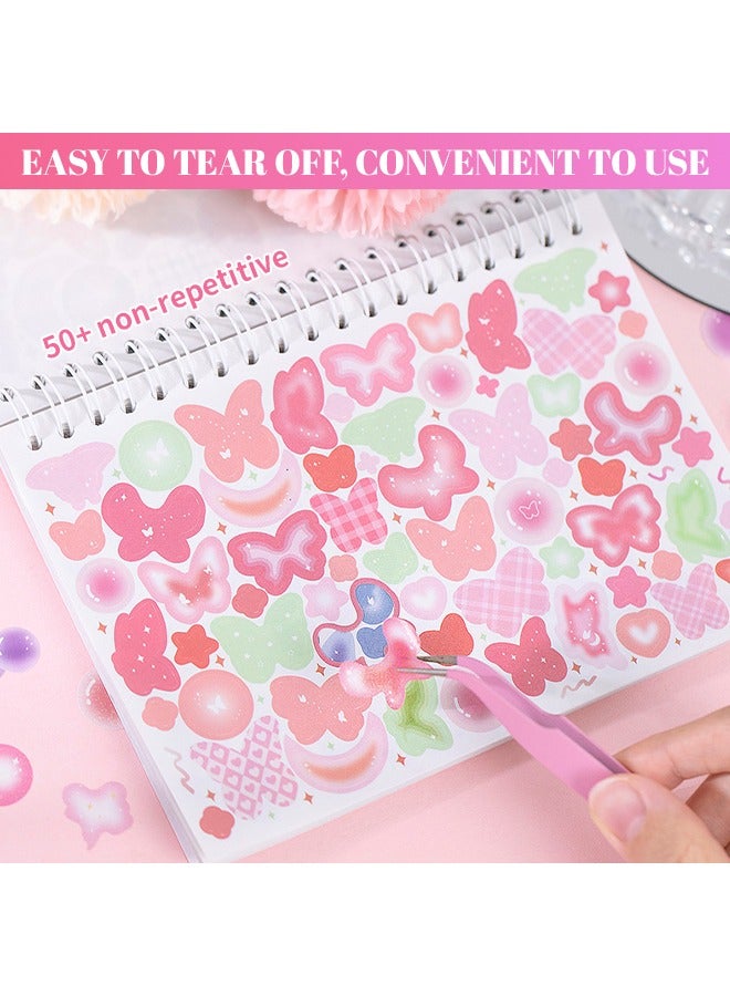 50-Piece Premium Stickers, Kids or Adults Small Sticker, Unique Designs and Ring Binding Design Heart Stickers  - Image 4