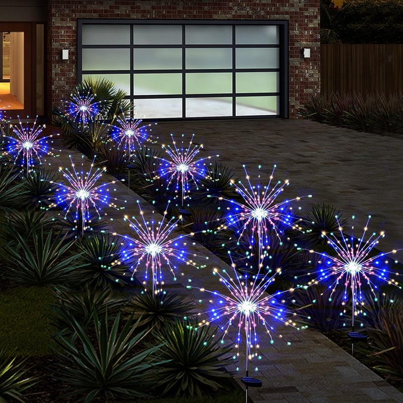 Overa 2pcs 120 LED Starburst Lights 8 Light Modes Firework Lights Copper Wire Battery Operated Starburst Fairy Lights for Outdoor Indoor Garden Patio Bedroom Party Hanging Decor - Image 4