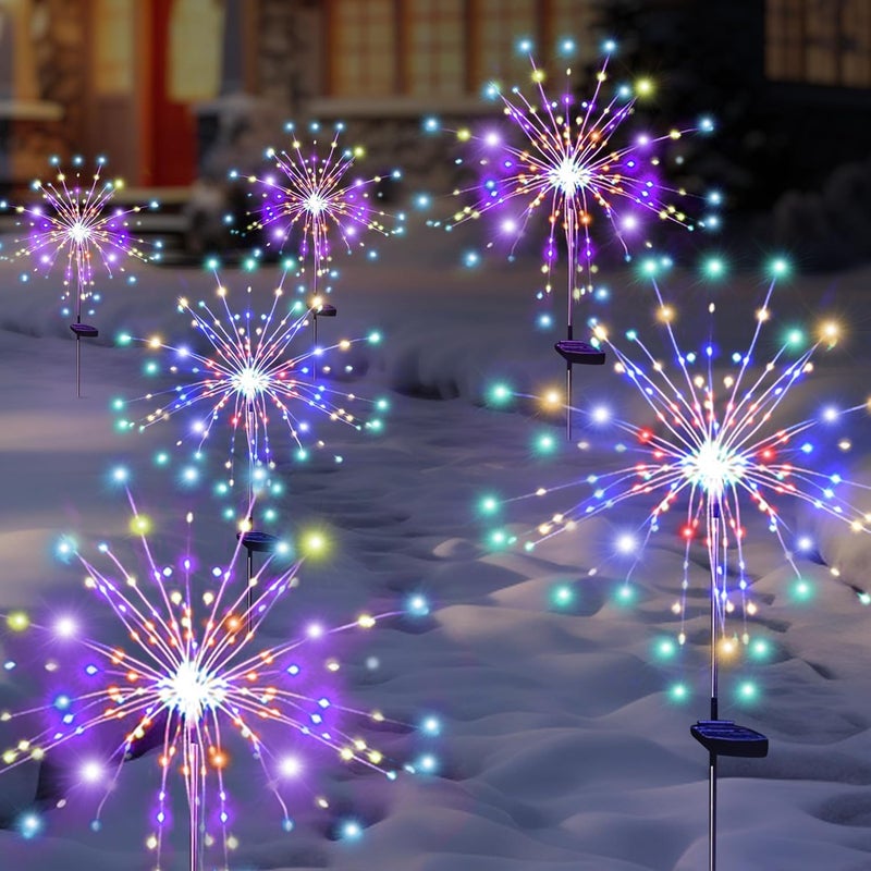 Overa 2pcs 120 LED Starburst Lights 8 Light Modes Firework Lights Copper Wire Battery Operated Starburst Fairy Lights for Outdoor Indoor Garden Patio Bedroom Party Hanging Decor - Image 3