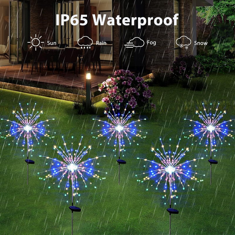 Overa 2pcs 120 LED Starburst Lights 8 Light Modes Firework Lights Copper Wire Battery Operated Starburst Fairy Lights for Outdoor Indoor Garden Patio Bedroom Party Hanging Decor - Image 5