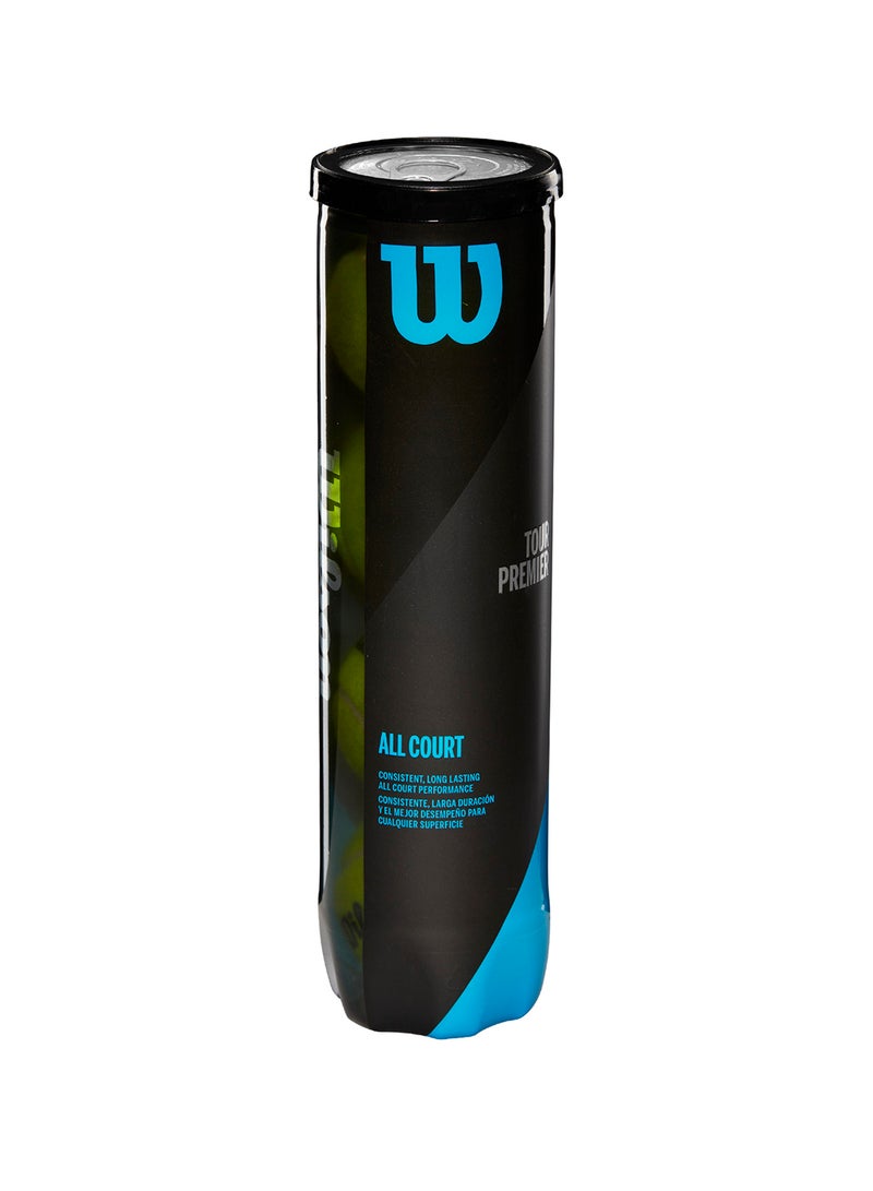 Wilson Tour Premier All Court Yellow Tennis Balls - 4 Ball Can - Image 2