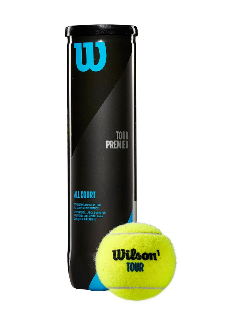 Wilson Black Tour Premier All Court Yellow Tennis Balls - 4 Ball Can  | Best Price UAE