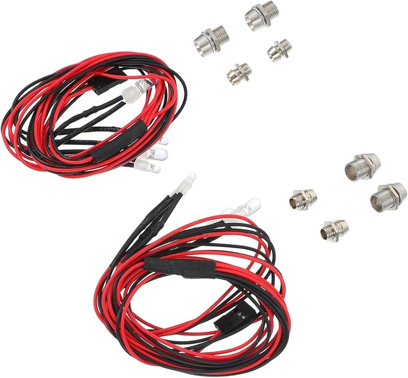 مجموعتان من طقم إضاءة LED لسيارة RC، سهل التركيب للسيارات الكهربائية النموذجية، يشمل المصابيح الأمامية والخلفية - Image 2