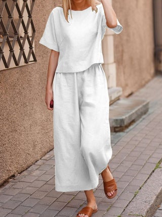 Linen Daily Comfortable Elastic Waist Women's Two Piece Set Bottom Top LN10EKRU2 - pzsku/Z9386D9743766A6D37B33Z/45/_/1726569548/dcfb9bf8-132d-4e25-b0a7-0bb8cfba9ddd