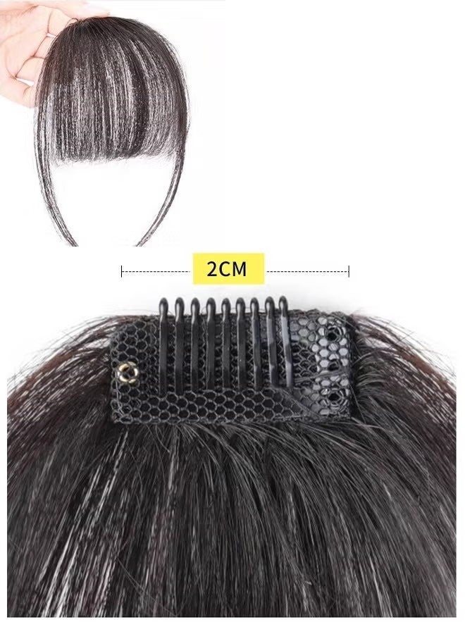 شعر غرة هوائية بمشبك، شعر غرة جانبية مزدوجة مع صدغين، شعر رفيع من قطعة واحدة، غرة هوائية بمشبك، وصلات شعر للنساء والفتيات (بني فاتح) - Image 5