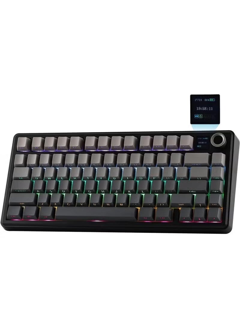 أولا لوحة مفاتيح الألعاب AULA F75 MAX، لوحة مفاتيح ميكانيكية مغناطيسية قابلة للتخصيص بنسبة 75% مع زر تحكم وشاشة TFT، 2.4 جيجاهرتز/منفذ Type-C/بلوتوث 5.0، لوحة مفاتيح Gasket Creamy RGB، لأجهزة الكمبيوتر الشخصية/أجهزة Mac/المكتب/الألعاب، مفتاح Leobog Reaper - Image 1