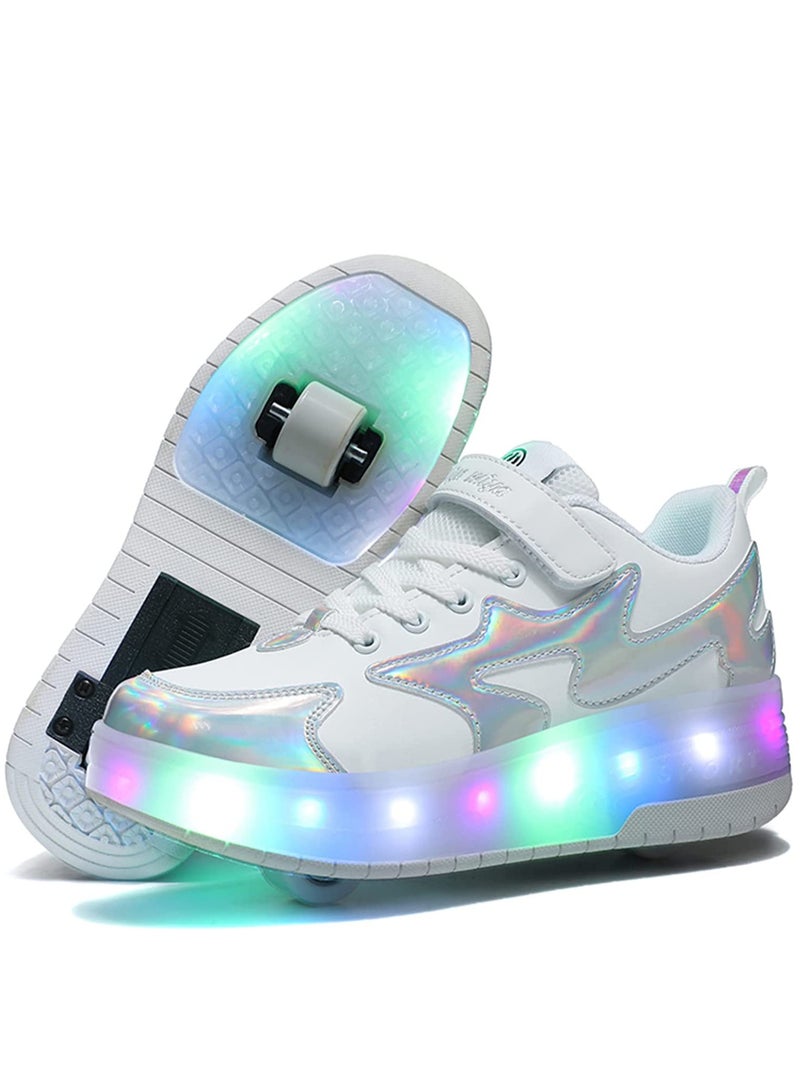 Generic Kids Roller Skates Light Up Shoes with Double Wheel Shoes LED USB Charging Roller Sneakers for Girls Boys Best Gift  - Image 2