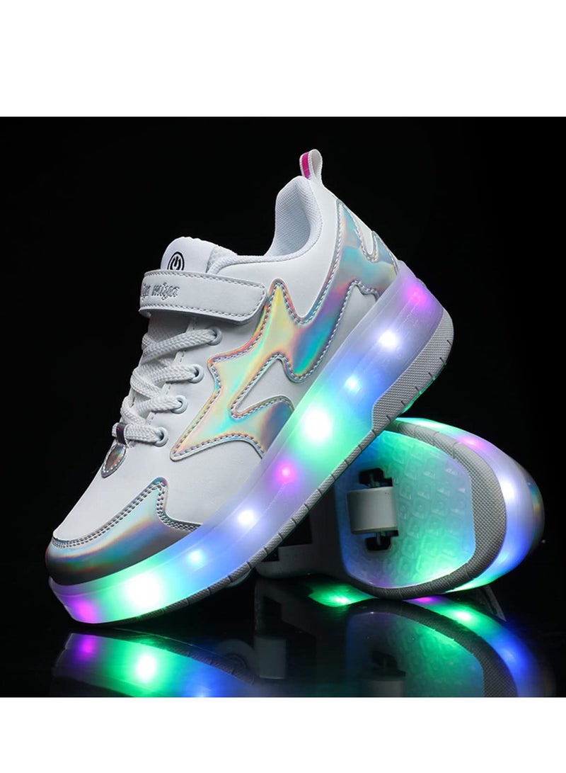 Generic Kids Roller Skates Light Up Shoes with Double Wheel Shoes LED USB Charging Roller Sneakers for Girls Boys Best Gift  - Image 4