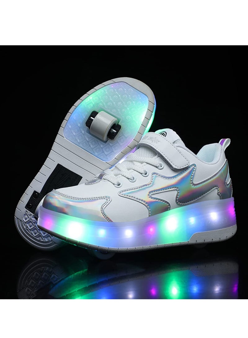 Generic Kids Roller Skates Light Up Shoes with Double Wheel Shoes LED USB Charging Roller Sneakers for Girls Boys Best Gift  - Image 3