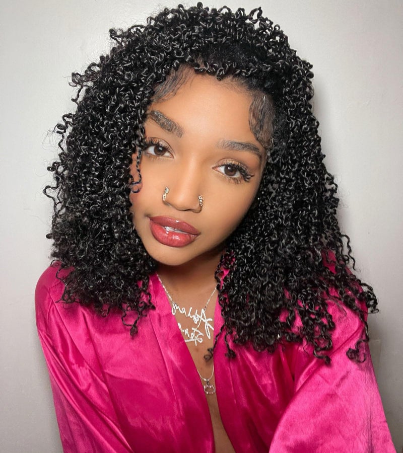 Aksice 12 Inch Yanky Twist Crochet Hair Pre-looped 8 Packs Mini Passion Twist Crochet Hair with Curly Ends Synthetic Crochet Braids Plus Yanky Twist for Black Women (12 Inch, 8 Packs,1B#) - Image 1