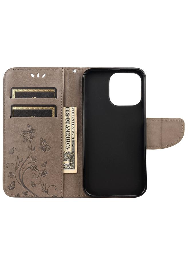 زبون جراب لهاتف iPhone 13 Pro Max بنمط زهرة الفراشة، جراب جلدي أفقي قابل للطي مع حامل وفتحات للبطاقات ومحفظة - Image 4