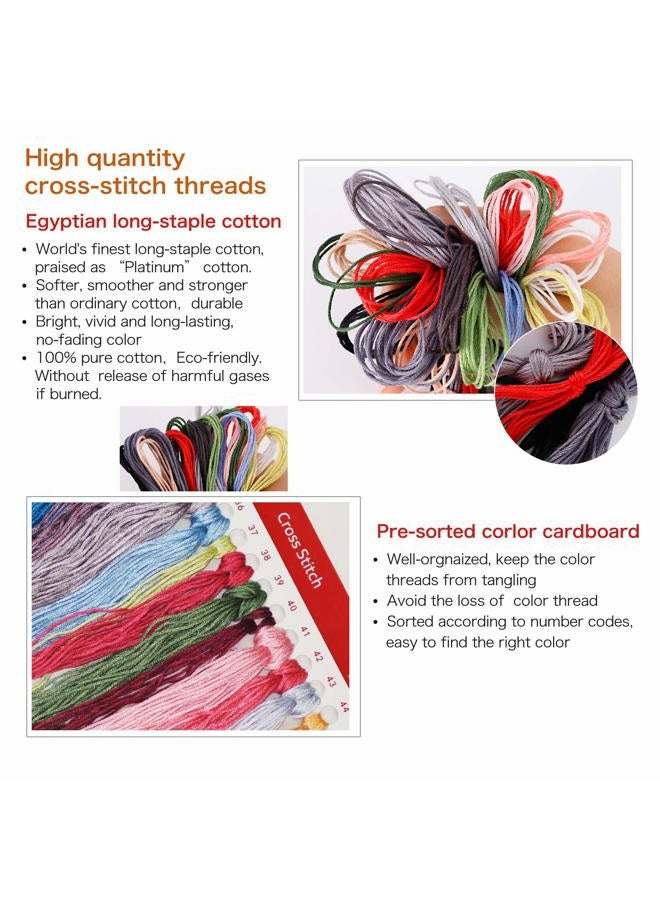 ITSTITCH Printed Cross Stitch Kits 11CT 26X25 inch 100% Cotton Holiday Gift DIY Embroidery Starter Kits Easy Patterns Embroidery for Girls Crafts DMC Stamped Supplies Needlework Art of Hummingbirds - Image 3