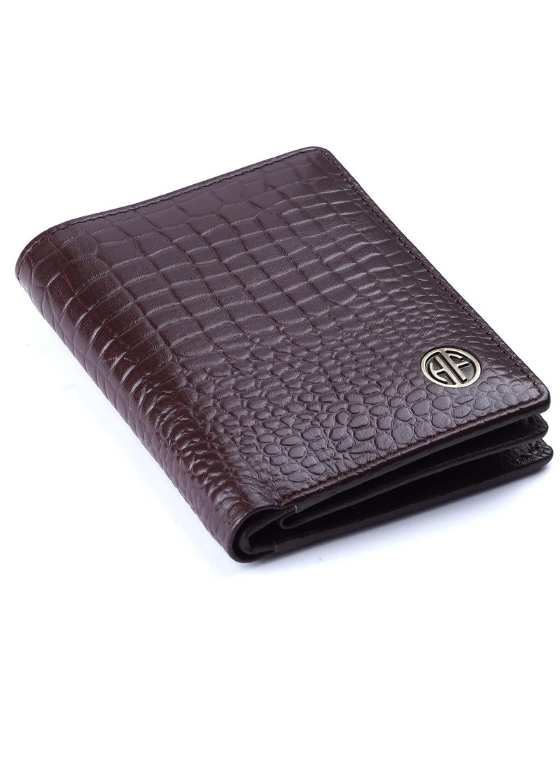 HAMMONDS FLYCATCHER Pure Leather Wallet for Men, Card Holder | RFID Protected for Daily use (Croc Brown), Modern | SFQ5 - Image 1