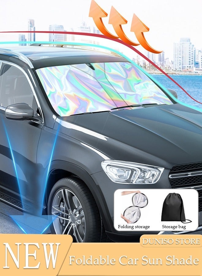 DUNISO Foldable Car Windshield Sun Shade, Front Windshield Sun Shade Blocks UV Rays, Sun Visor Protector, Keeps Vehicle Cooler, Keep Your Vehicle Cool And Damage Free For Most Cars - Image 1