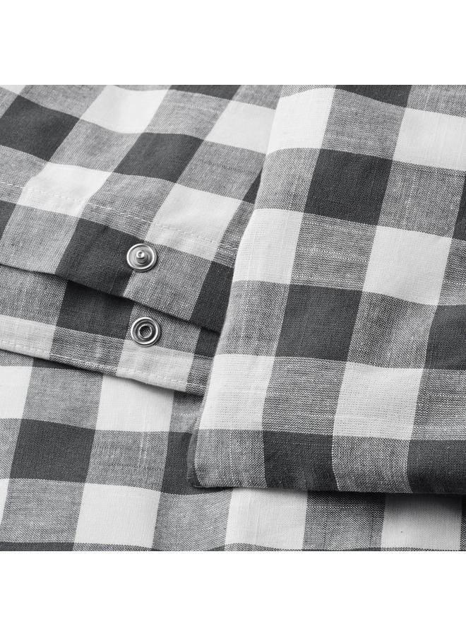 Zaboon Duvet cover and 2 pillowcases, anthracite white/check, 240x220/50x80 cm - Image 4