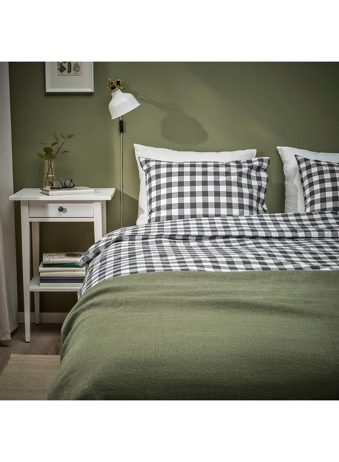 Zaboon Duvet cover and 2 pillowcases, anthracite white/check, 240x220/50x80 cm - Image 2