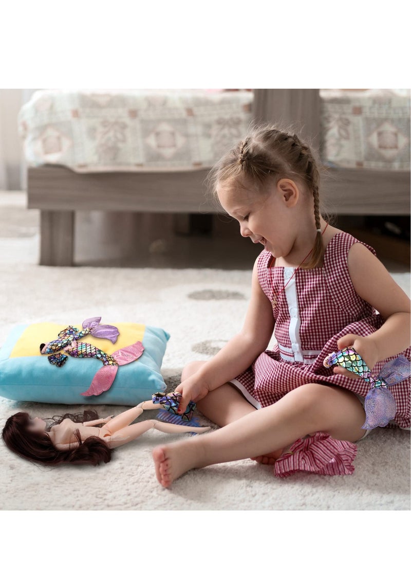 Excefore إكسسوارات دمى حورية البحر، 3 مجموعات فستان ذيل حورية البحر مجموعة دمى ملابس حورية البحر الملونة ملابس السباحة بikinis لعمر 11.5-12 إنش - هدية عيد الميلاد للفتيات (أزرق، وردي، أرجواني) - Image 2