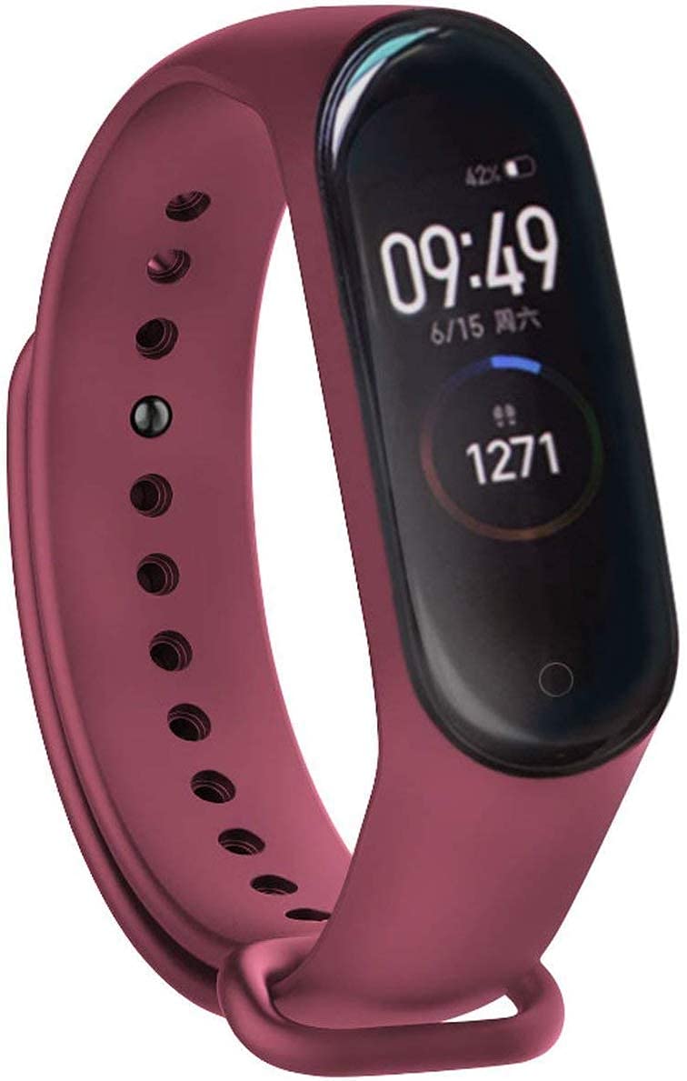 INEFABLE® Mi Band 3 & 4 Straps Silicon Wristband Band Straps for Original M3 & M4 Bands with One Year Warranty (Black & Wine, Pack of 2) - Image 5