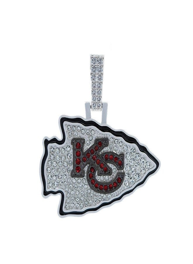 جلد قلادة شعار فريق كرة القدم الأمريكية NFL المرخصة رسميًا من GLD - قلادة مطلية بالذهب مرصعة بالكريستال - حجم عادي / فريق كانساس سيتي تشيفز - Image 1