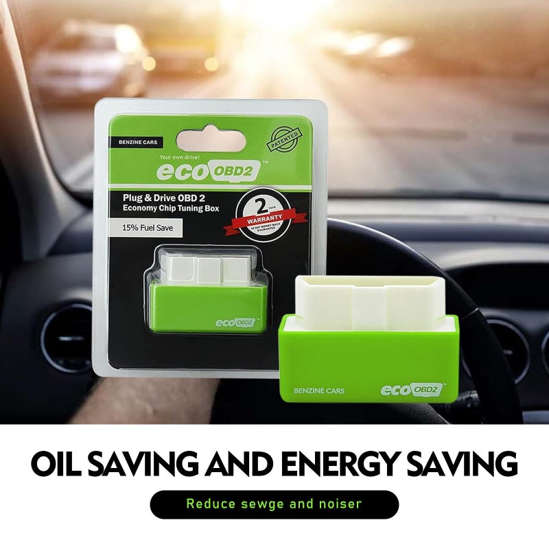 Pinflaw 2 قطعة ترقية طاقة السيارات توفير الوقود Obd2 Ecoobd2 قابس السيارات والسائق لوحة واحدة ملحقات توفير الطاقة للسيارات عالمية لمعظم السيارات (أخضر) - Image 4