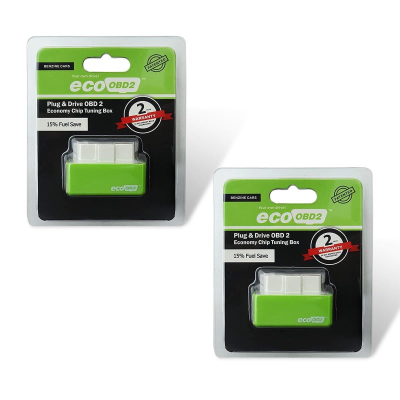 Pinflaw 2 قطعة ترقية طاقة السيارات توفير الوقود Obd2 Ecoobd2 قابس السيارات والسائق لوحة واحدة ملحقات توفير الطاقة للسيارات عالمية لمعظم السيارات (أخضر) - Image 1