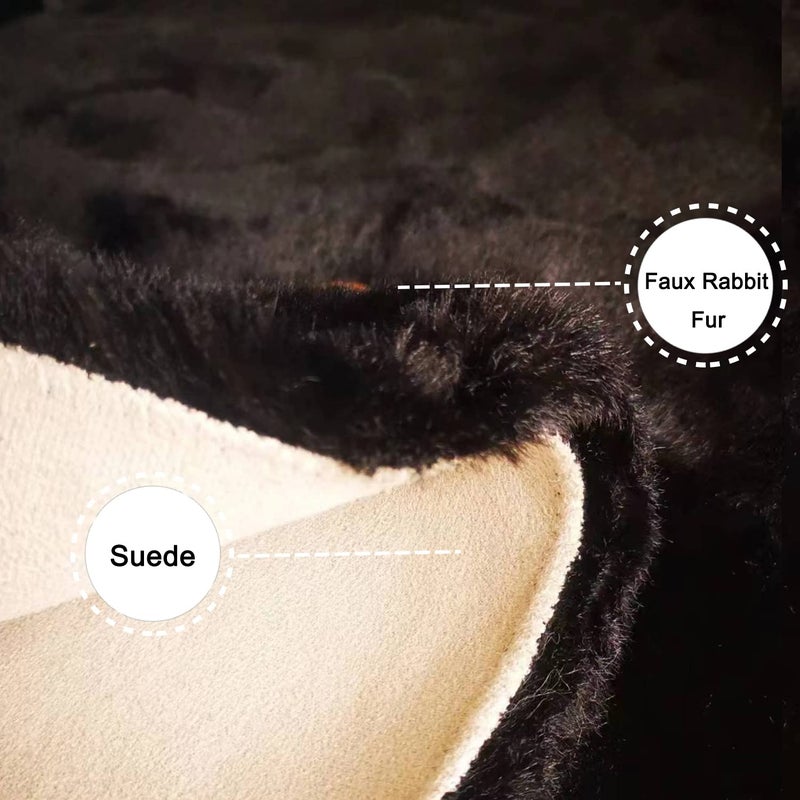 Ghouse Soft Faux Sheepskin Fur Rug 2x4 Black Fluffy Bedside Rugs Plush Rug Shag Nursery Carpet Area Rugs for Living Room Bedroom Playing Room Decor - Image 2