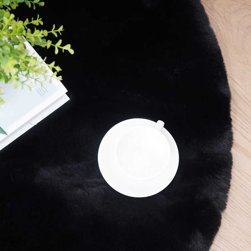 Ghouse Soft Faux Sheepskin Fur Rug 2x4 Black Fluffy Bedside Rugs Plush Rug Shag Nursery Carpet Area Rugs for Living Room Bedroom Playing Room Decor - Image 4