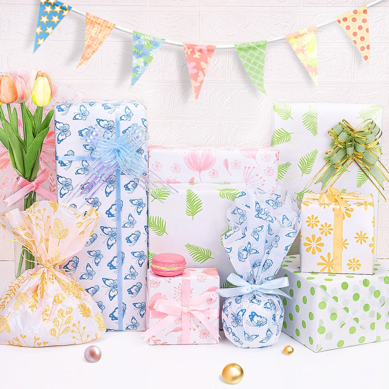 Larcenciel Metallic Flower Tissue Paper - 60 Sheets for Gift Wrapping, Birthday, Holiday & Party Decor, Crafts & Packaging - 19.7x13.8in - Image 2