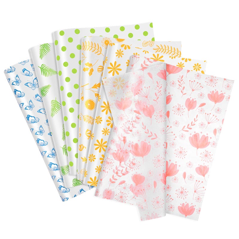 Larcenciel Metallic Flower Tissue Paper - 60 Sheets for Gift Wrapping, Birthday, Holiday & Party Decor, Crafts & Packaging - 19.7x13.8in - Image 1
