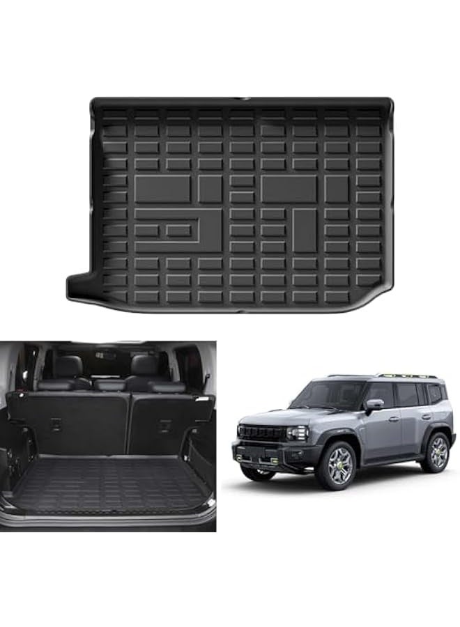 Generic Car Trunk Mat For Jetour T2 2024-2025 TPE Rubber Heavy Duty Car Boot Cargo Liner Mat Rear Trunk Mats Trunk Liners Cargo Mat Boot Liner 3D All Weather Waterproof T2 Accessories (Cargo Mat-A) - Image 1