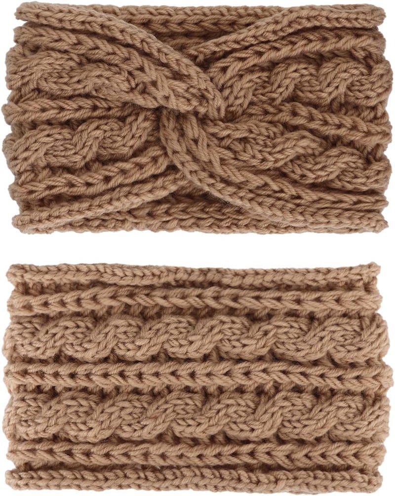 DRESHOW Winter Knit Chunky Headbands for Women Crochet Turban Knitted Ear Warmer Head Wrap Winter Accessories 4 Pack - Image 4