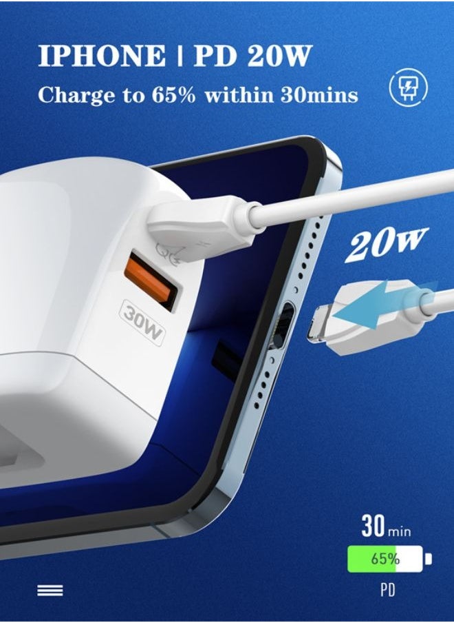 LDNIO USB C Plug 30W Compact Dual-Port USB C Charger for MacBook Pro/Air, iPad Pro, Galaxy S22+/S21, Dell XPS 13, Note 20/10+, iPhone 13/Pro, Pixel, and More  - Image 2