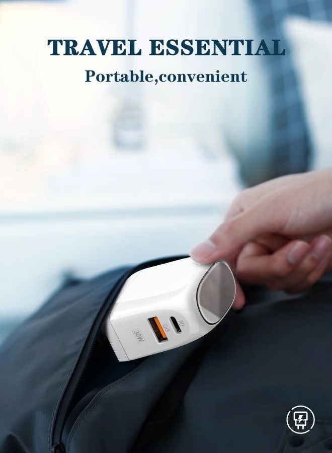USB C Plug 30W Compact Dual-Port USB C Charger for iPhone 16 15 14 Pro Max, Galaxy, SLR, DJI, Shaver, AirPods 4, Apple Watch, Huawei Watch, Xiaomi, Redmi - White