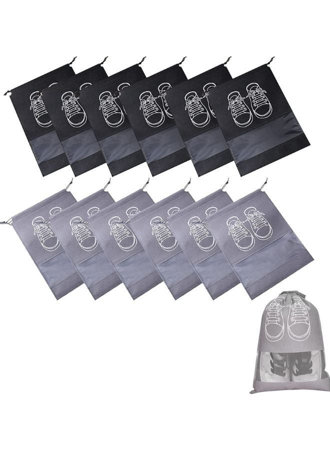 10قطع كبيرة من حقائب السفر لتخزين الأحذية ، حقائب أحذية مقاومة للماء للسفر في صالة الألعاب الرياضية ، منظم حقيبة الأحذية غير منسوج بحبل للرجال والنساء - Image 4