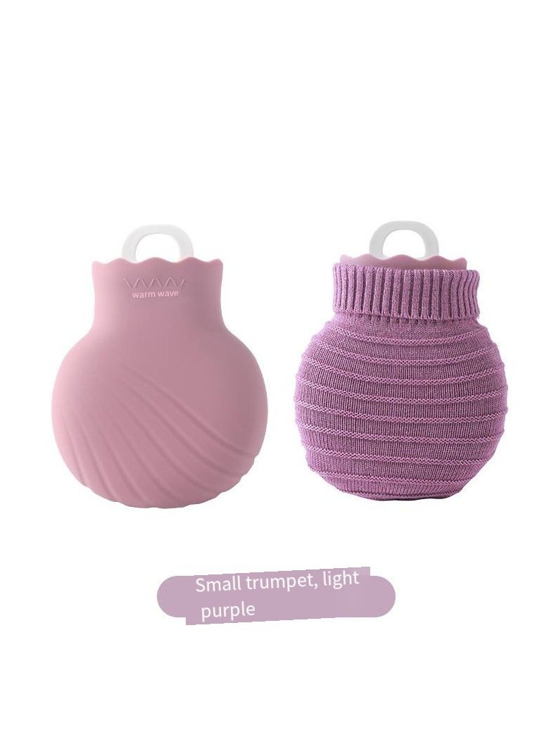 general Mini Hand Warmer, Explosion Proof Shell Hot Water Bag Microwavable Silicone Hot Water Bottle with Knitted Cover for Pain Relief Hot Cold Therapy Hand Feet Warmer, Menstrual Cramps, Hot Compress - Image 1